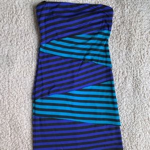 striped blue teal dress